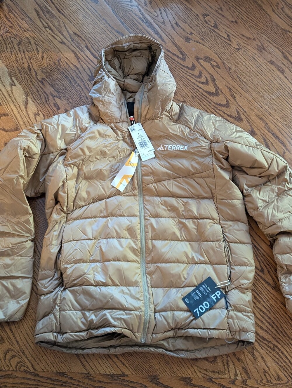 New! Men's Adidas Terrex Down Hooded Jacket Size Large